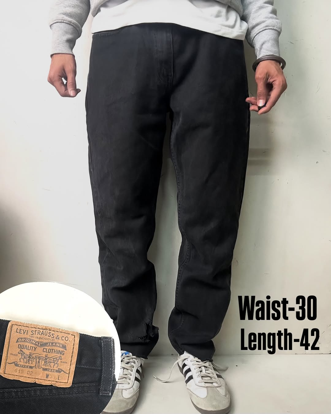 VTG LEVI’S RARE BLACK 615 EDITION BOTTOMS,W30/L42