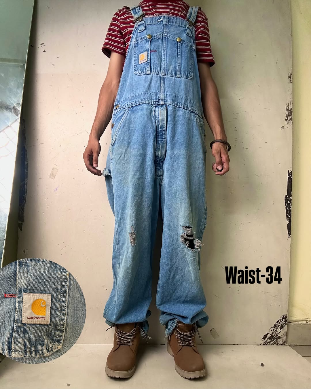 Carhartt Denim Dungarees Overall,W34/L41