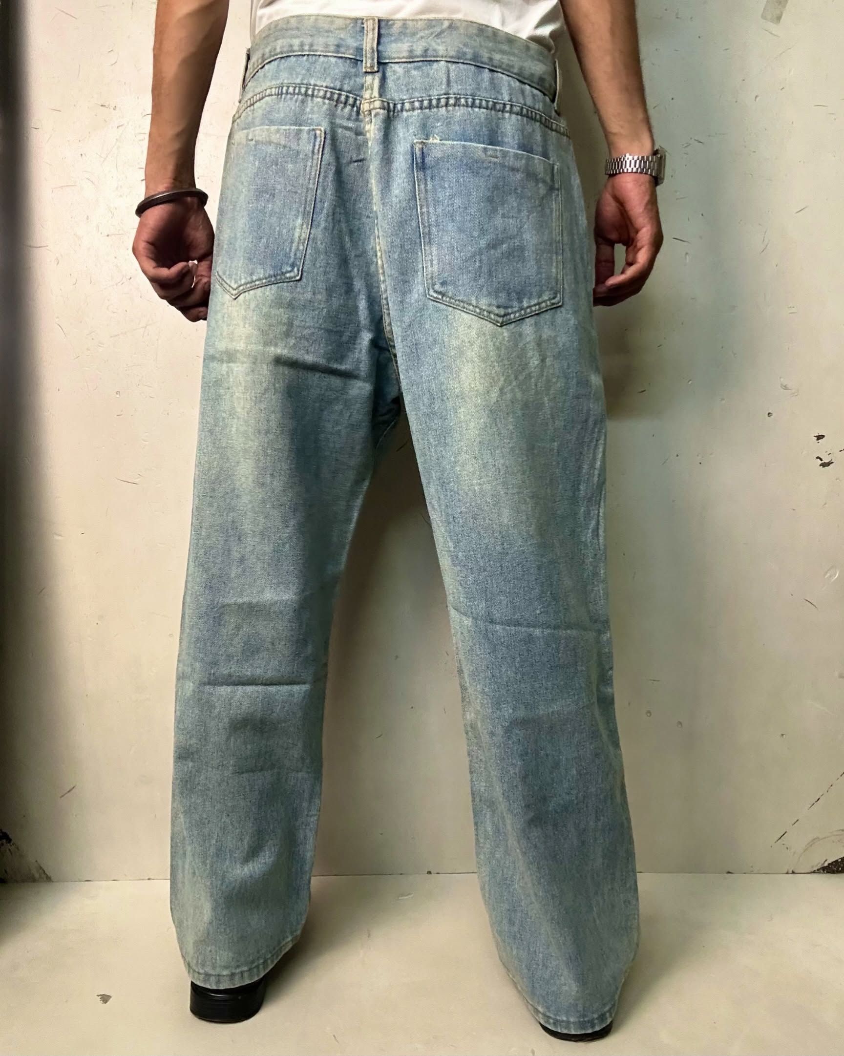 VINTAGE STONE WASHED PREMIUM DENIM JEANS,W32/L40 - Image 2
