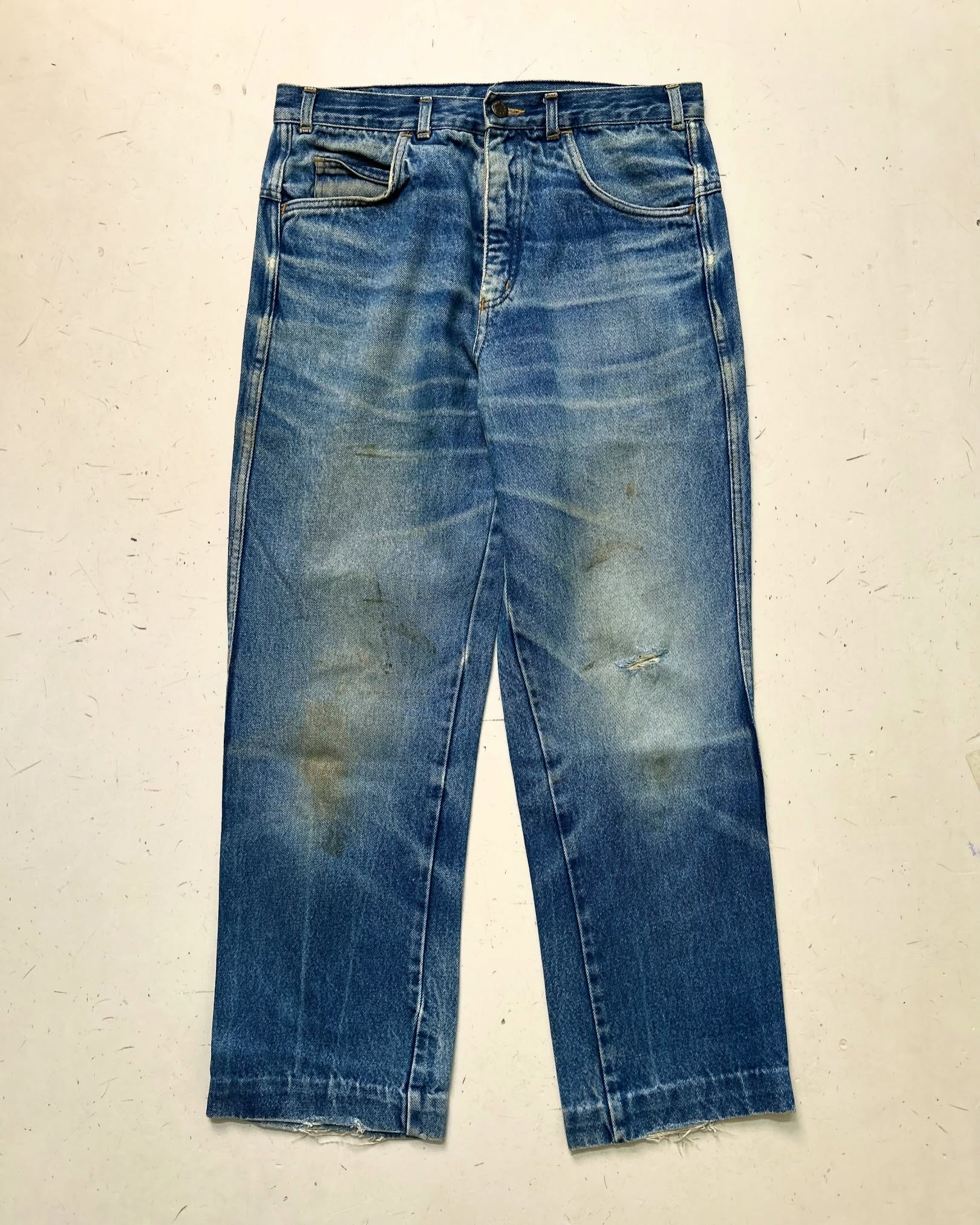 VINTAGE 90s BLUE LIGHT WASHED DENIM JEANS,W32/L40 - Image 2