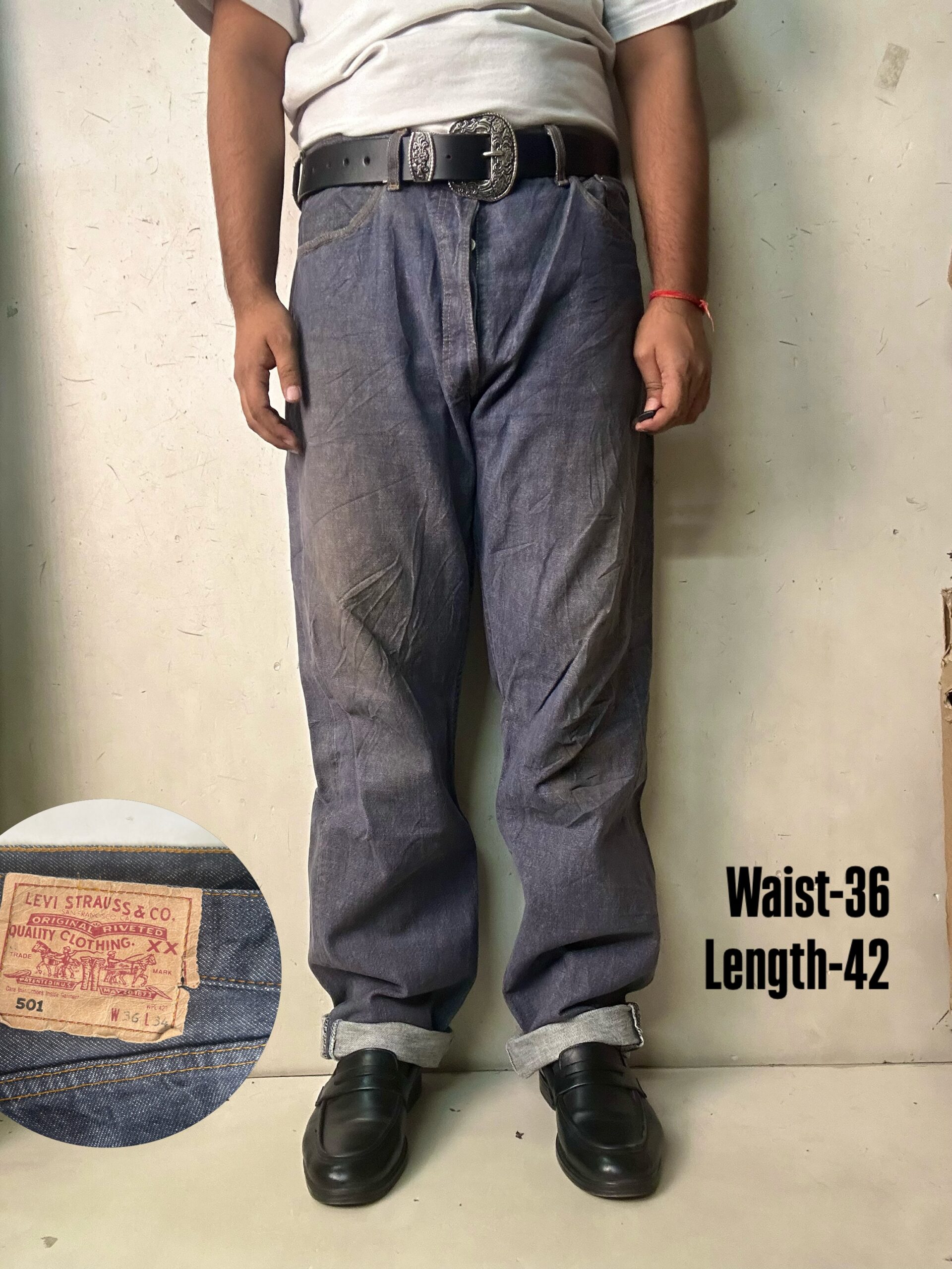 Levi’s 501 Vintage indigo raw washed Jeans,W36/L42