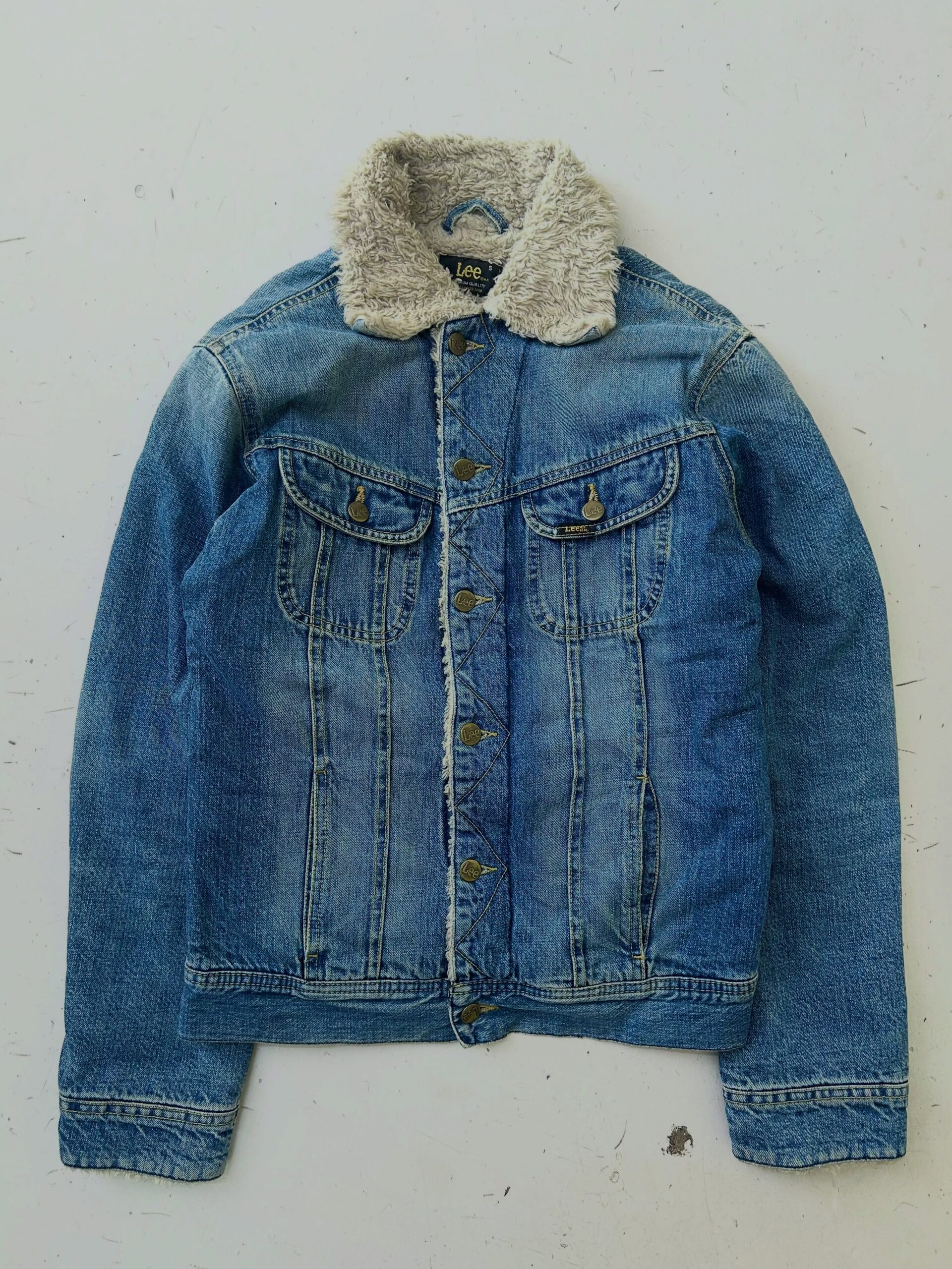 VTG RARE LEE SHERPA COLLAR DENIM JACKET,Size-M,C38/L24