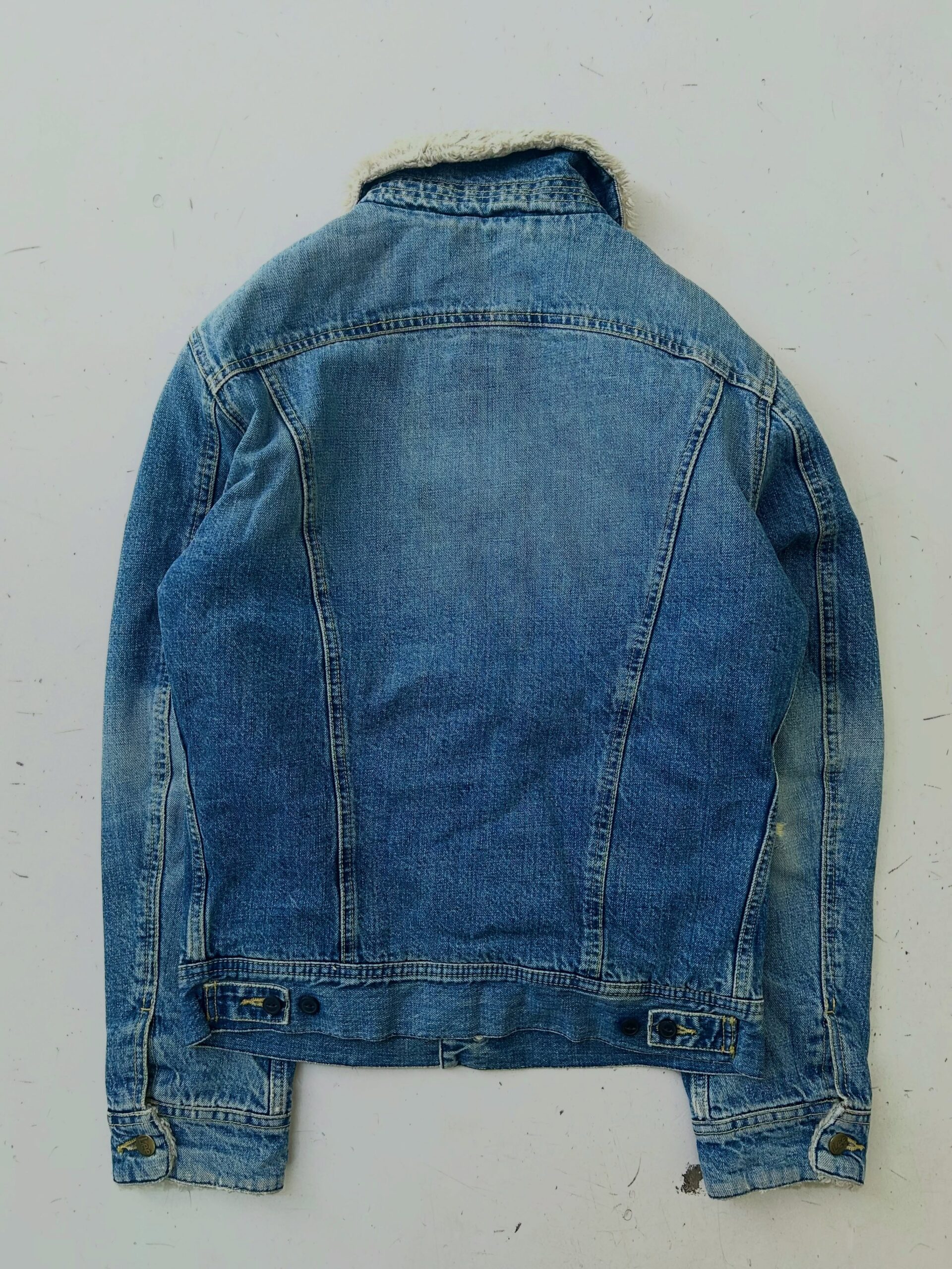 VTG RARE LEE SHERPA COLLAR DENIM JACKET,Size-M,C38/L24 - Image 3