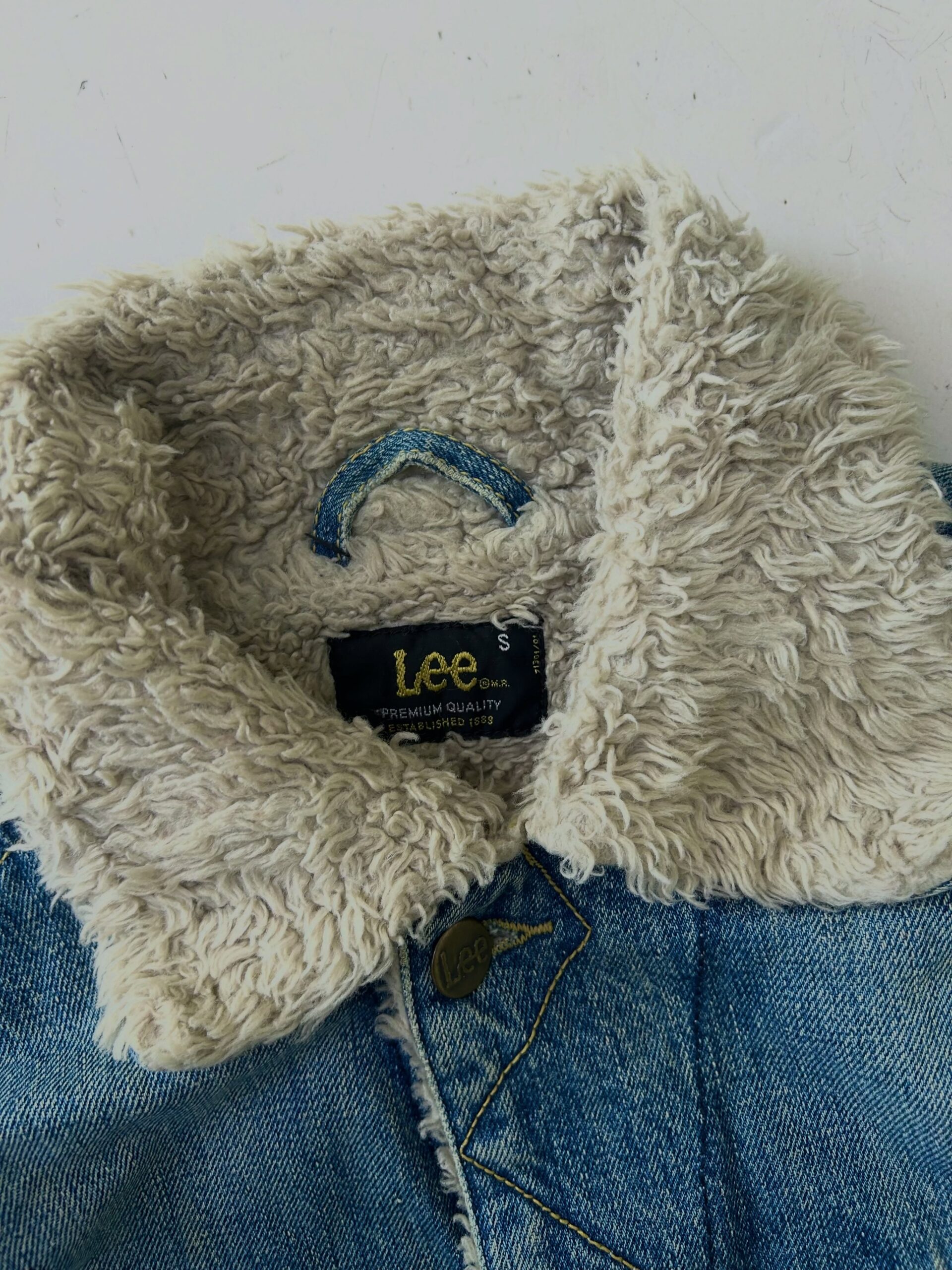 VTG RARE LEE SHERPA COLLAR DENIM JACKET,Size-M,C38/L24 - Image 4