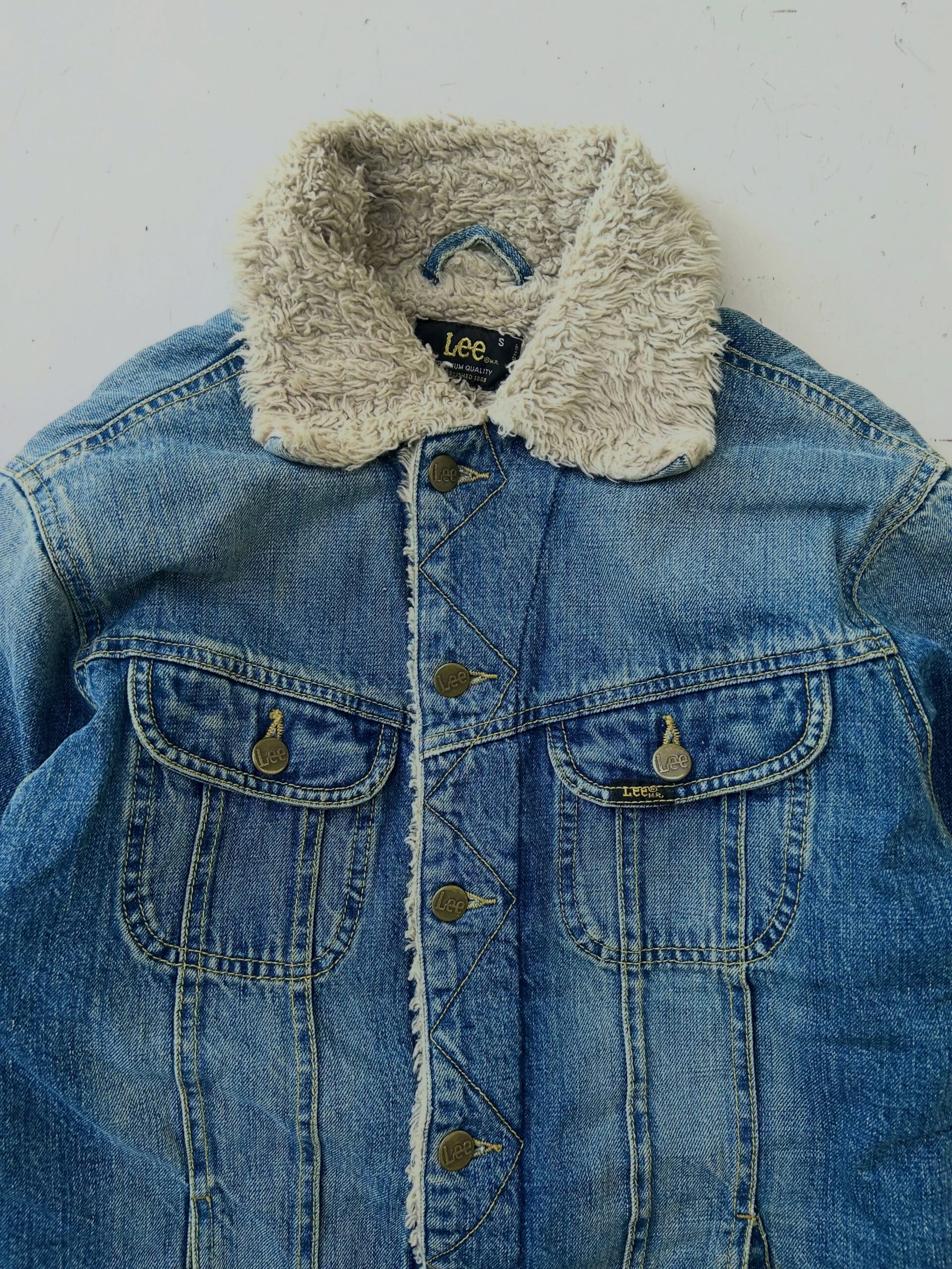 VTG RARE LEE SHERPA COLLAR DENIM JACKET,Size-M,C38/L24 - Image 8