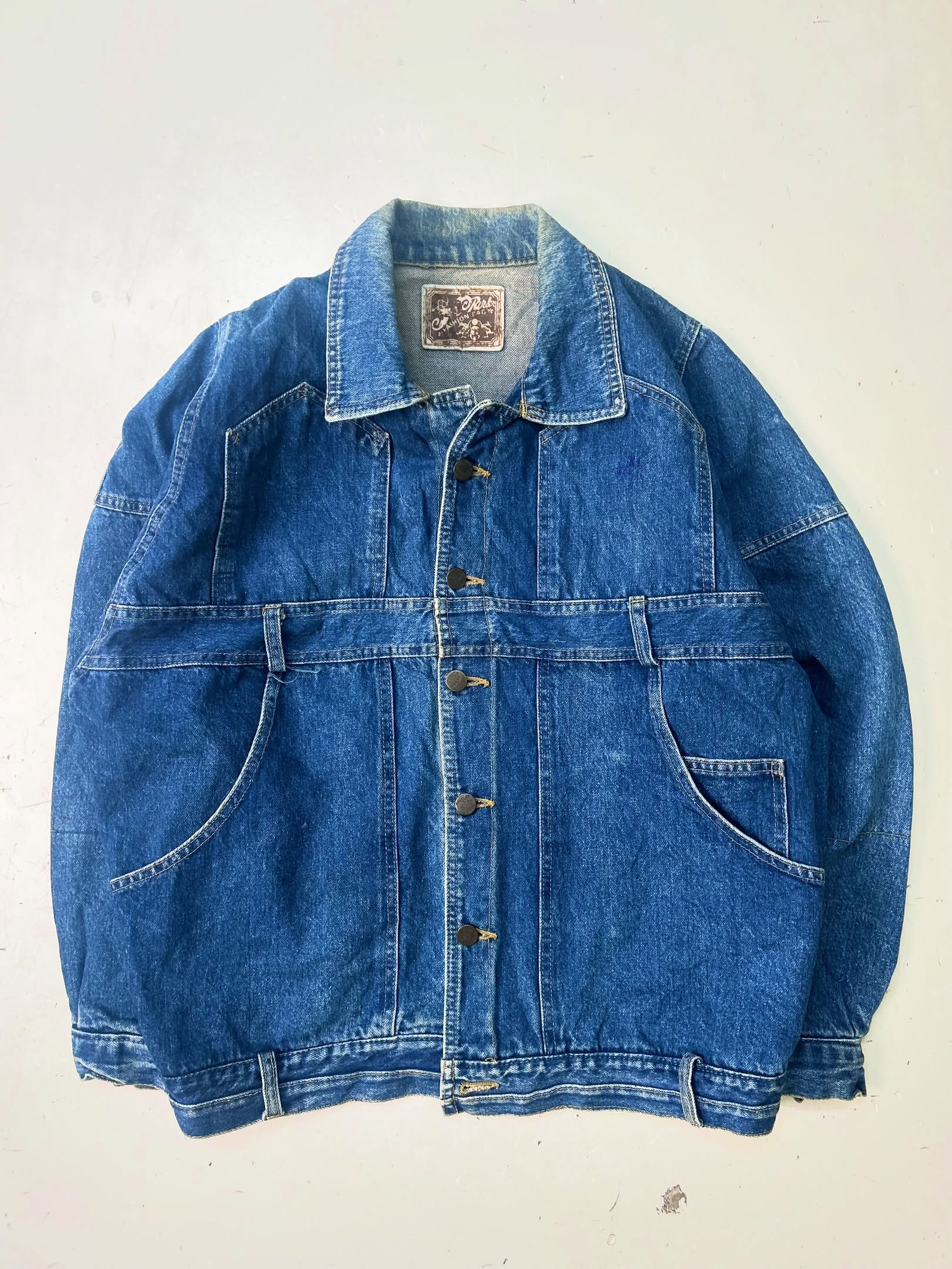 VINTAGE BIG POCKET BOMBER DENIM JACKET, Size-L,C48/L26
