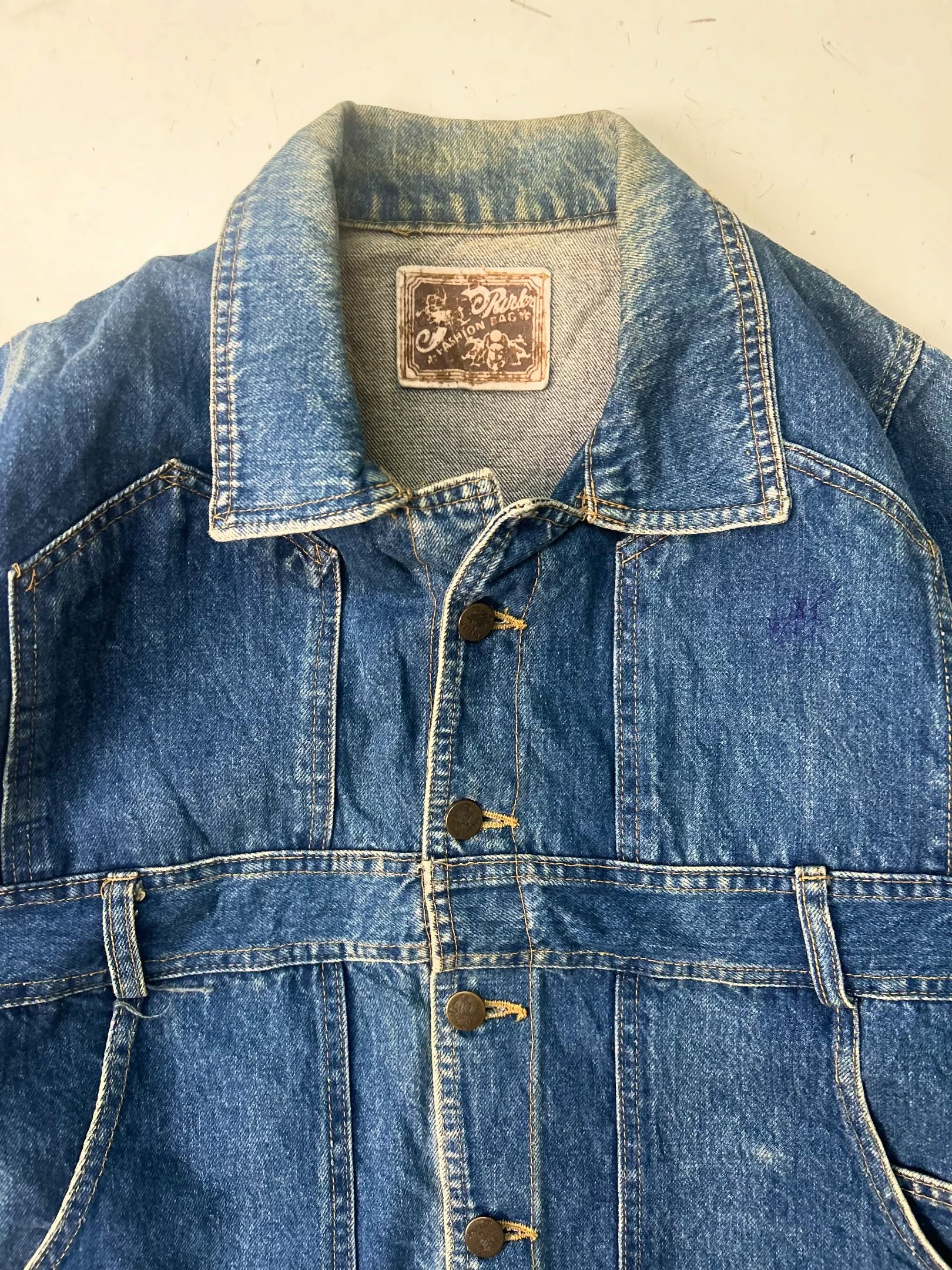 VINTAGE BIG POCKET BOMBER DENIM JACKET, Size-L,C48/L26 - Image 3