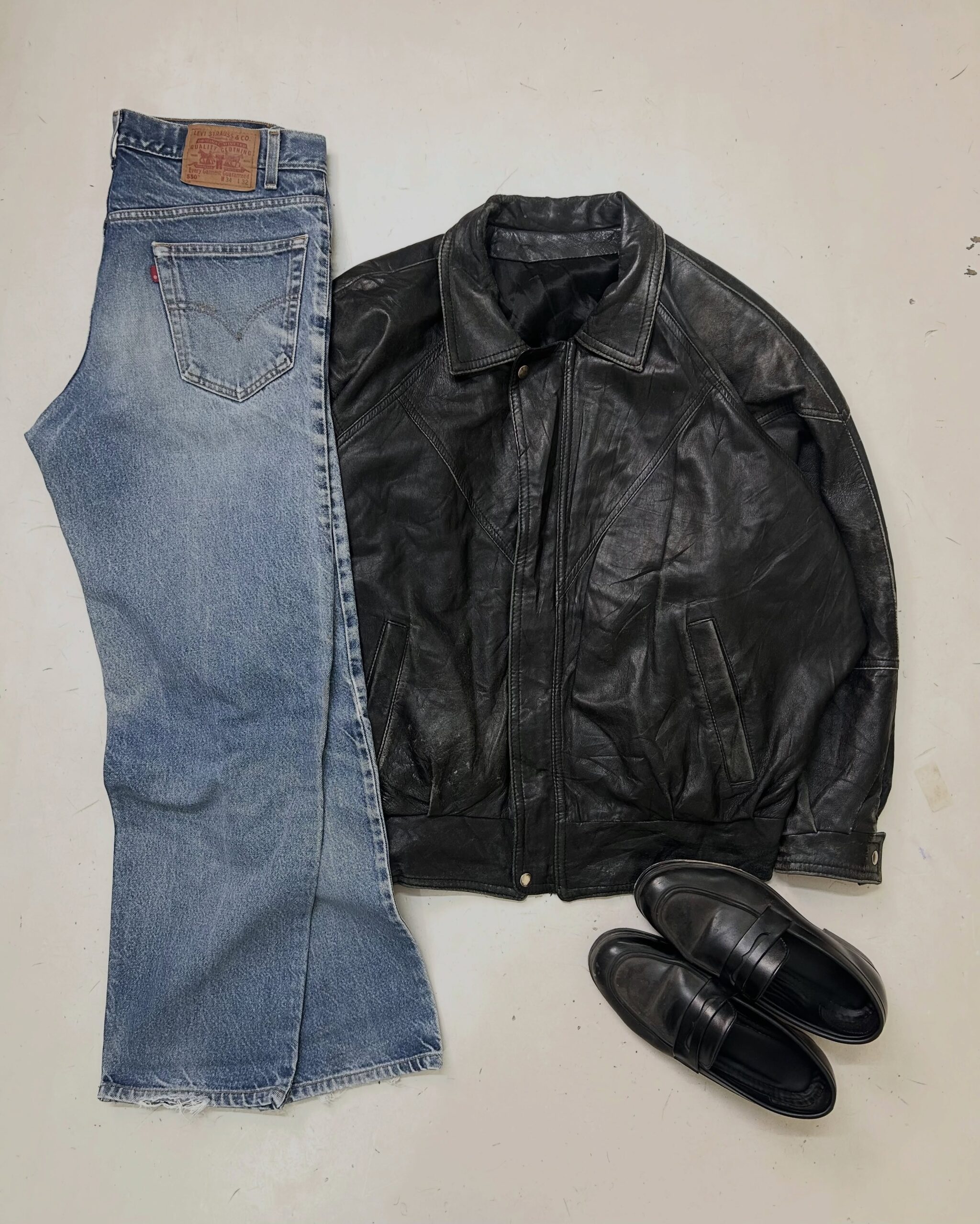VTG 90s RARE BOMBER LEATHER JACKET, SIZE-XXL,C56/L28 - Image 2