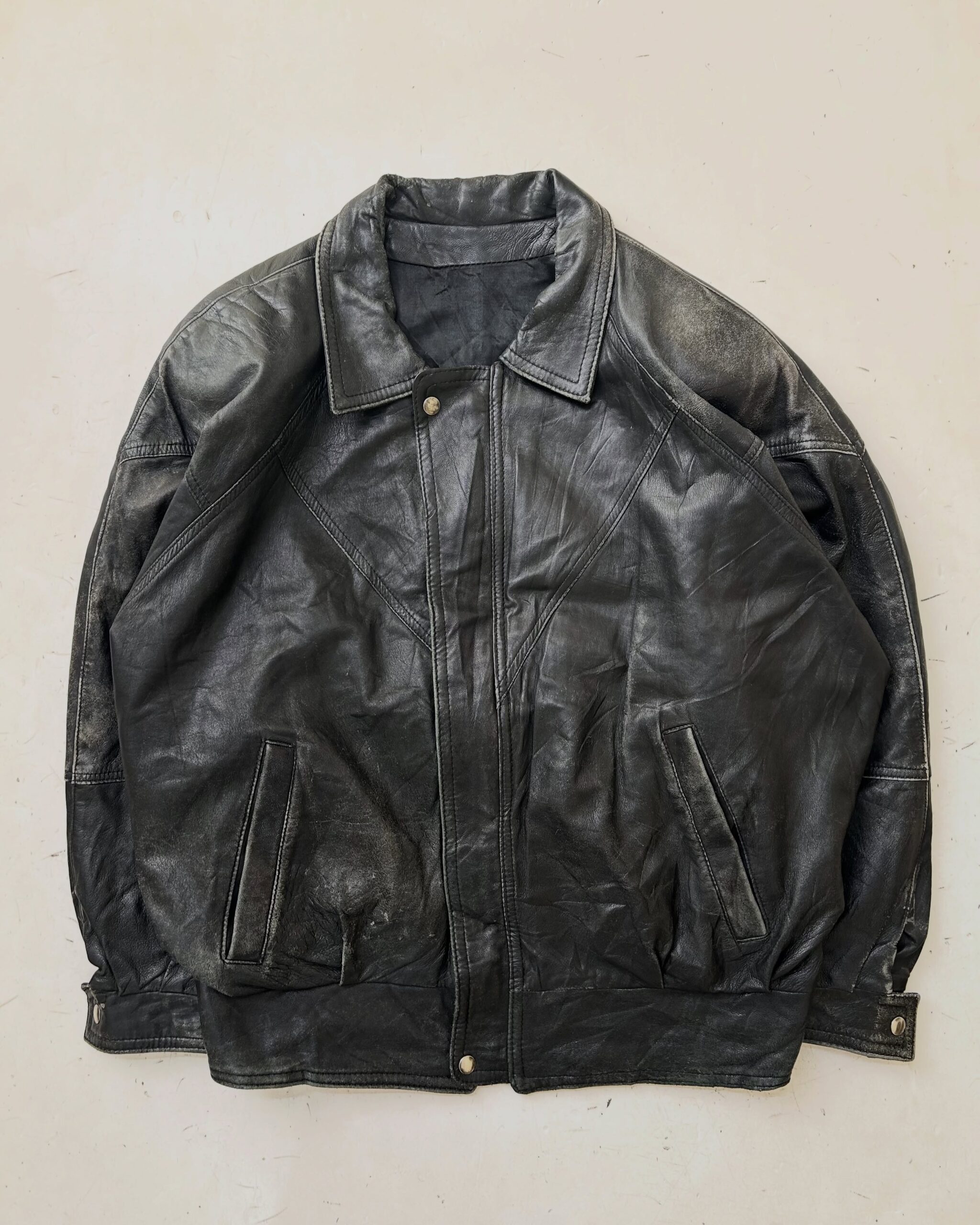 VTG 90s RARE BOMBER LEATHER JACKET, SIZE-XXL,C56/L28