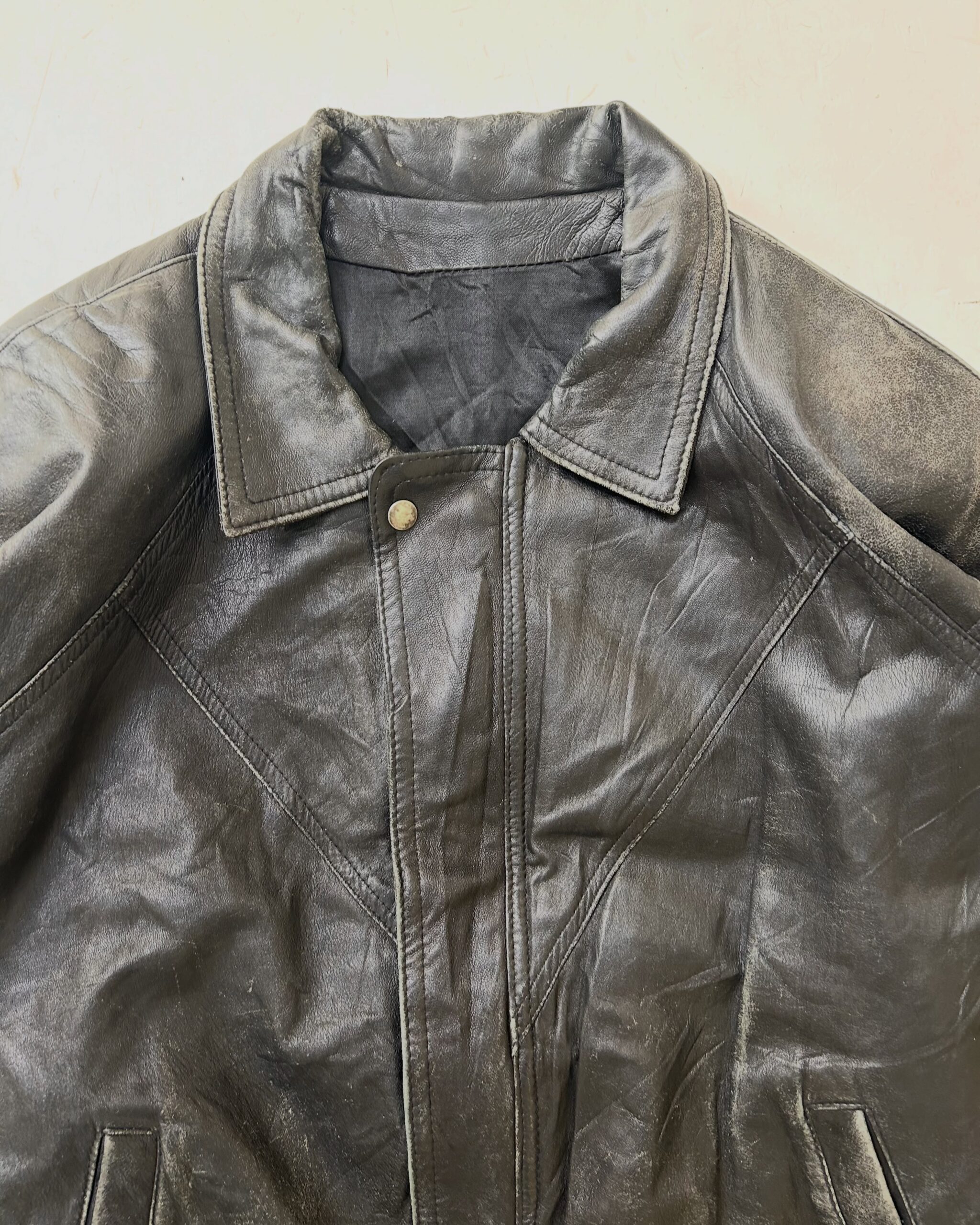 VTG 90s RARE BOMBER LEATHER JACKET, SIZE-XXL,C56/L28 - Image 3