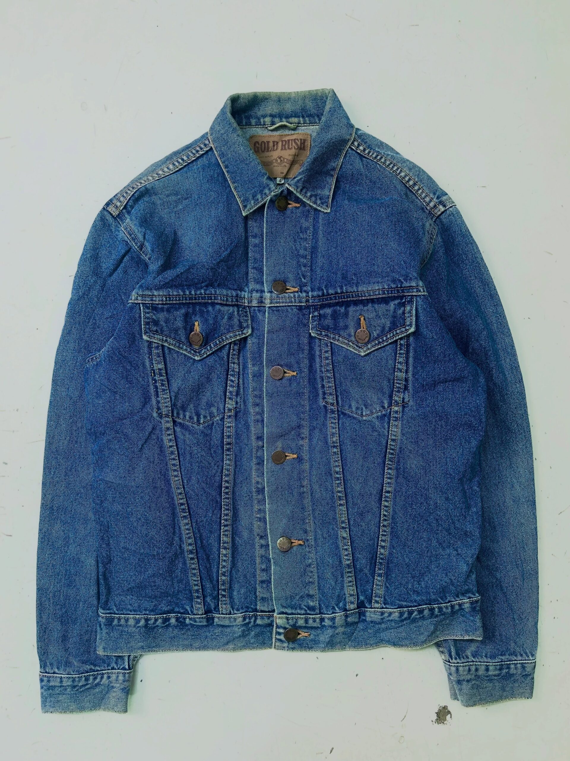 VTG PREMIUM EDWIN GOLD RUSH TRUCKER TYPE DENIM JACKET, SIZE-M,C38/L24