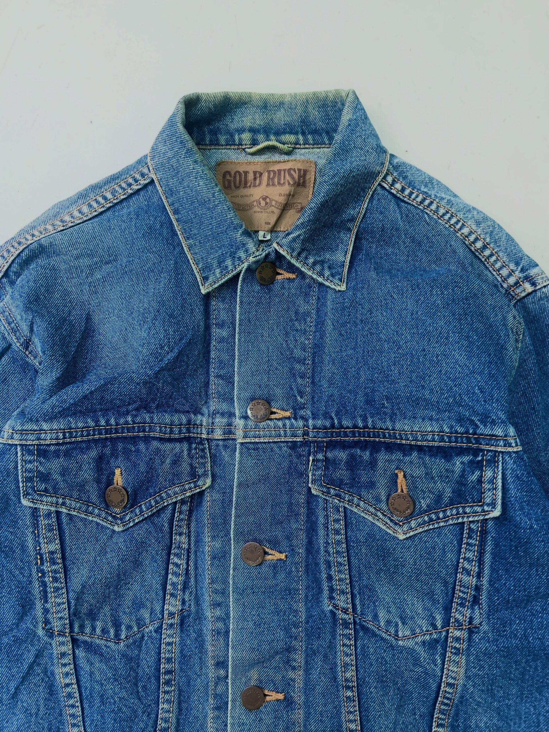 VTG PREMIUM EDWIN GOLD RUSH TRUCKER TYPE DENIM JACKET, SIZE-M,C38/L24 - Image 4