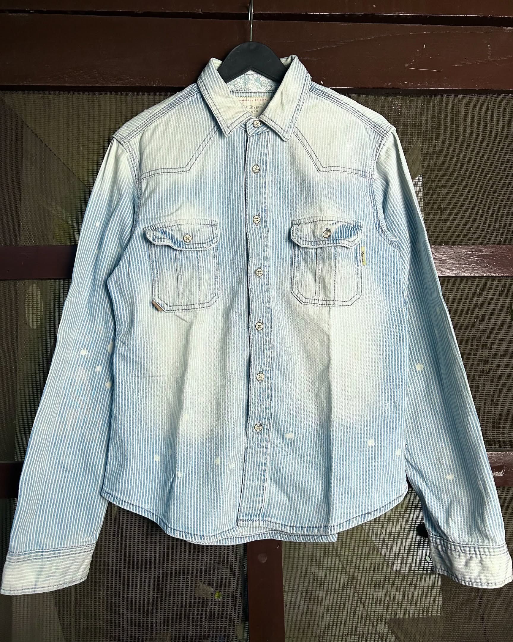 Vintage Buckaroo Striped lightwashed Denim shirt,Size-M, C38/L26