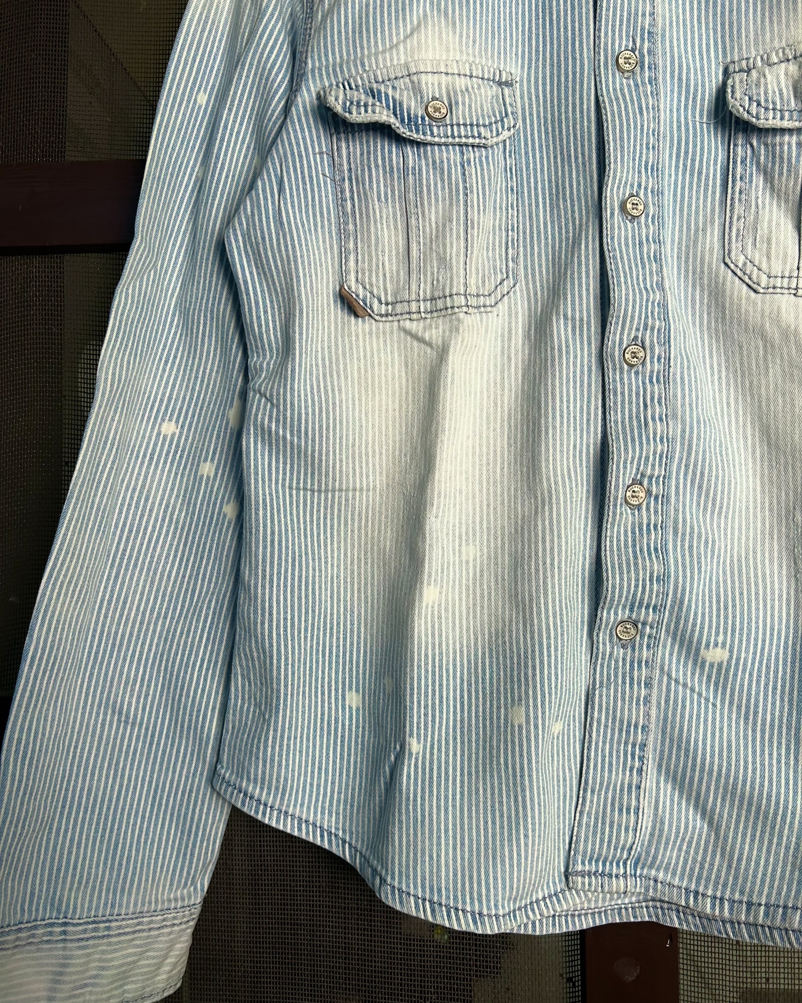 Vintage Buckaroo Striped lightwashed Denim shirt,Size-M, C38/L26 - Image 2