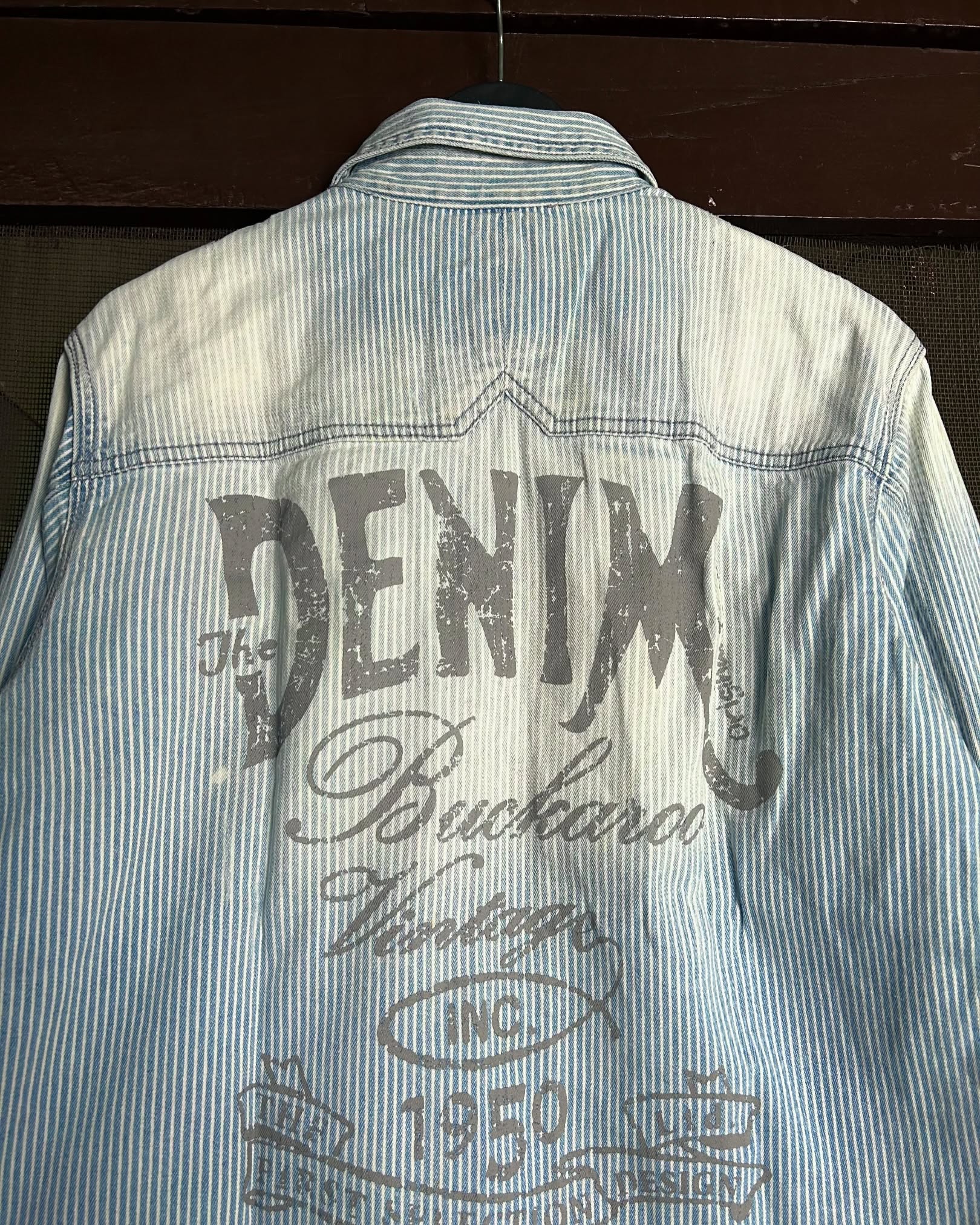 Vintage Buckaroo Striped lightwashed Denim shirt,Size-M, C38/L26 - Image 5
