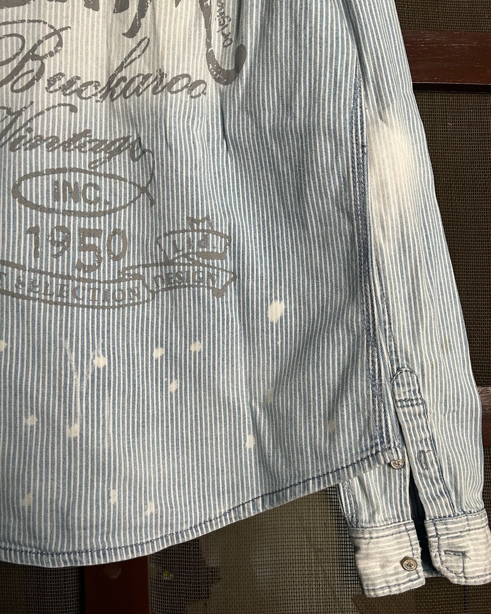 Vintage Buckaroo Striped lightwashed Denim shirt,Size-M, C38/L26 - Image 6