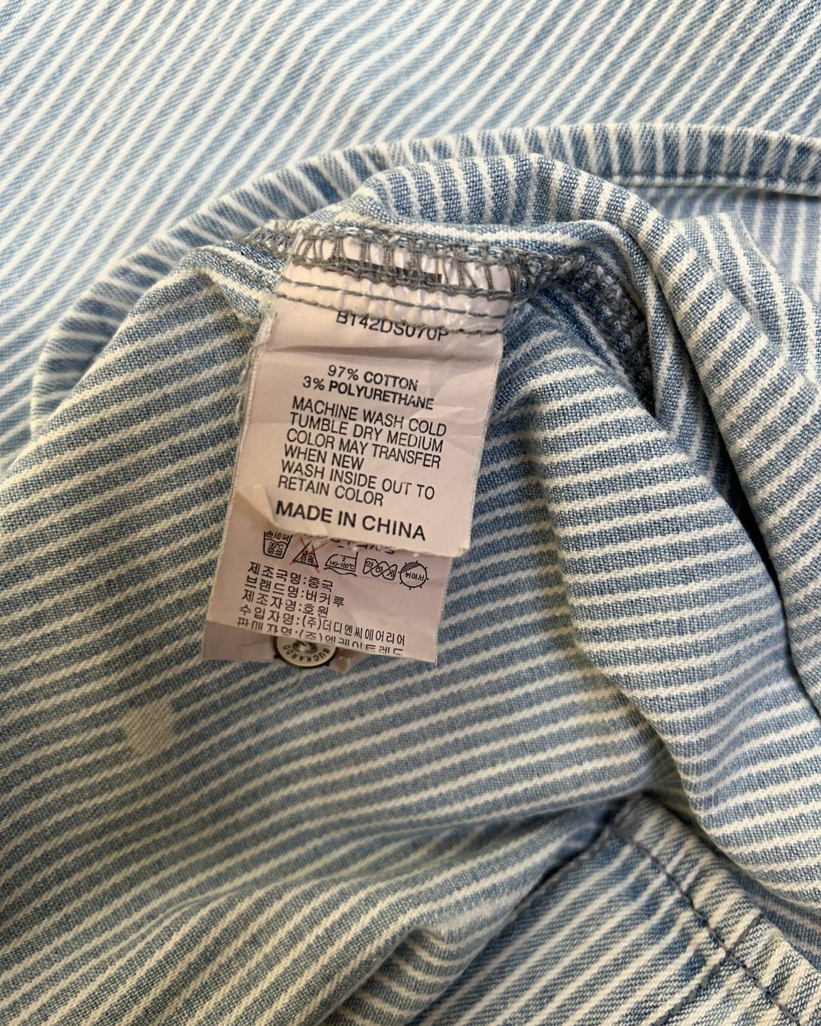 Vintage Buckaroo Striped lightwashed Denim shirt,Size-M, C38/L26 - Image 8