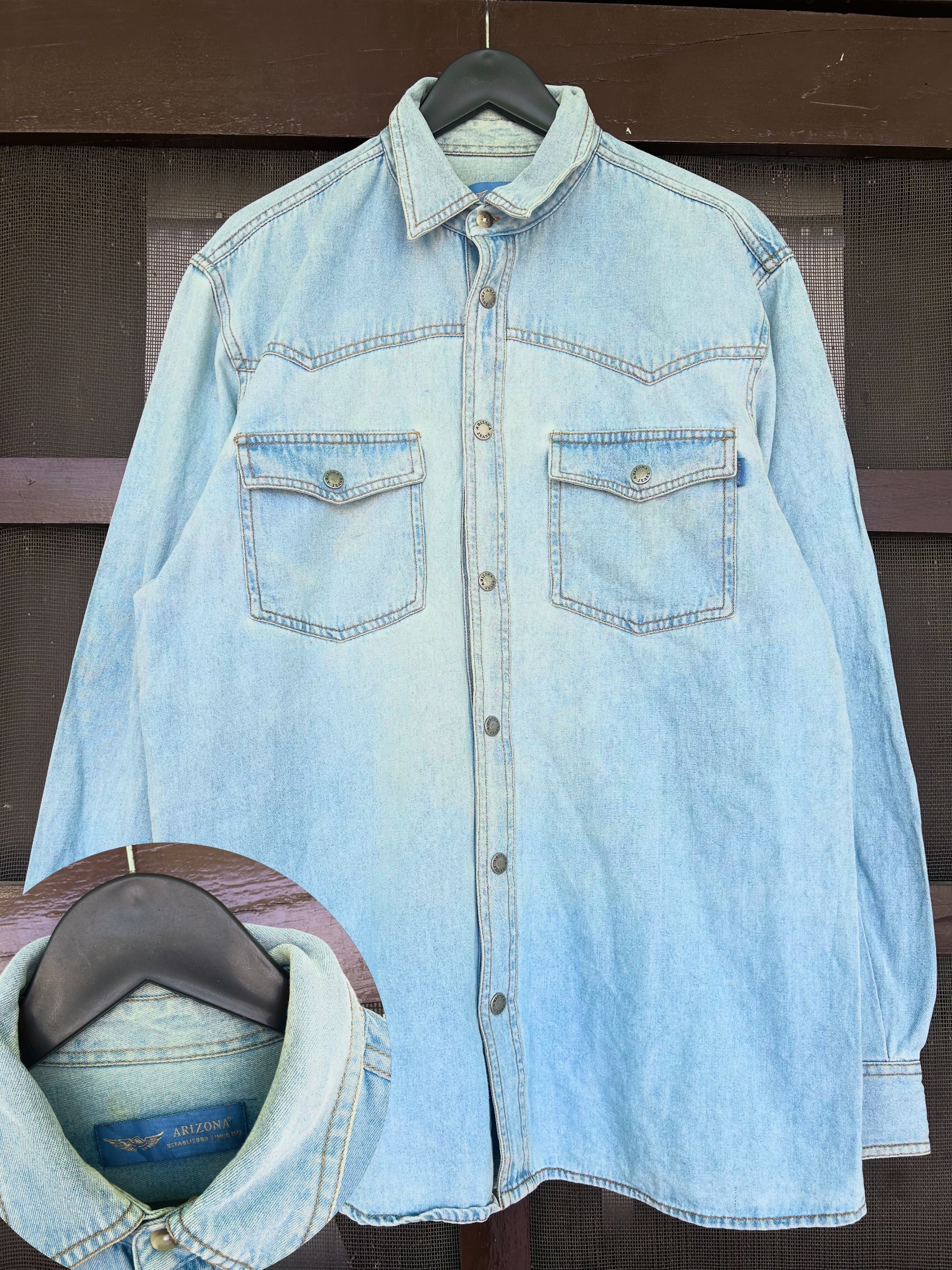 Vintage Arizona light blue cotton chambray shirt,Size-L,C42/L29