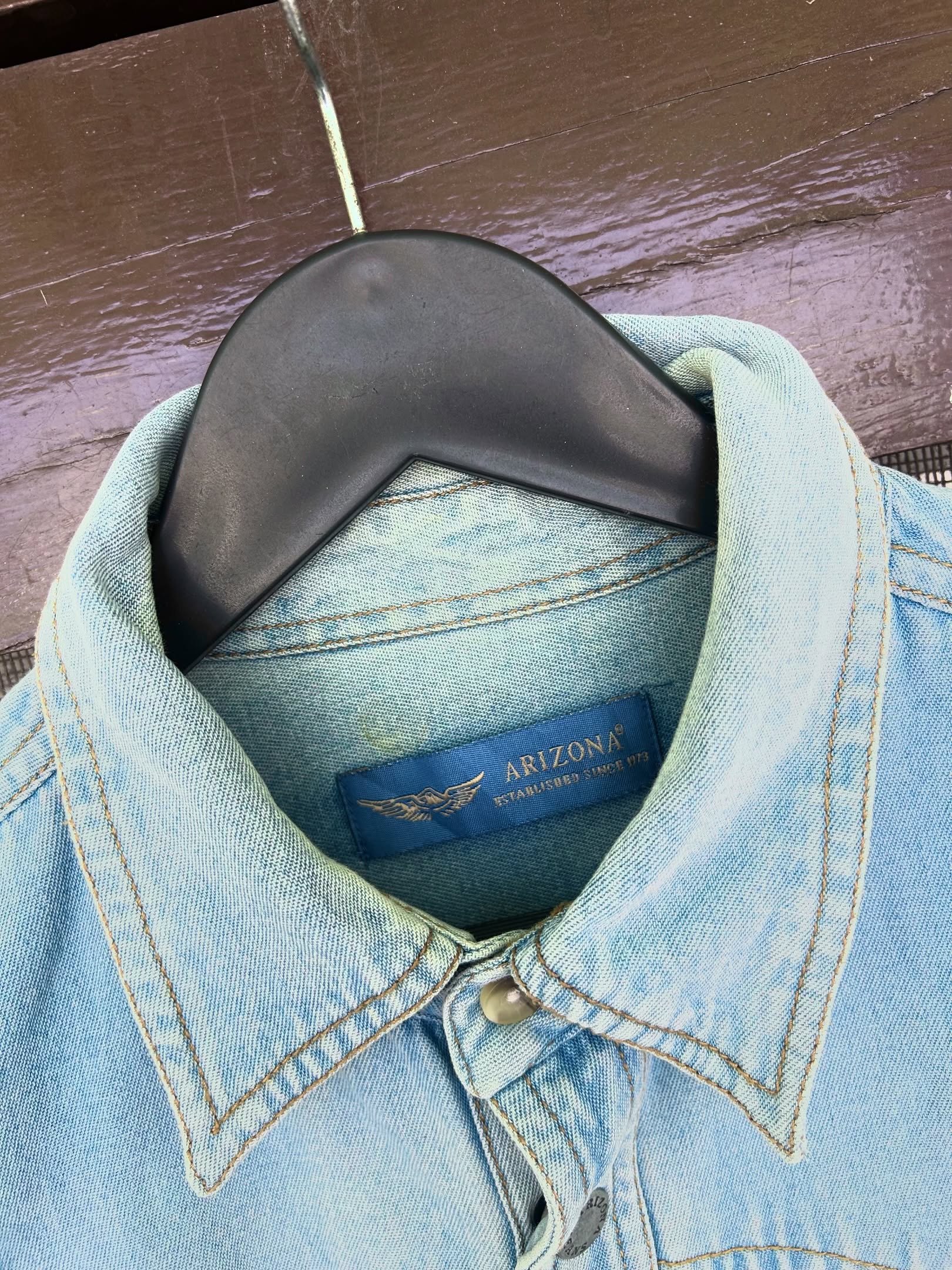 Vintage Arizona light blue cotton chambray shirt,Size-L,C42/L29 - Image 3