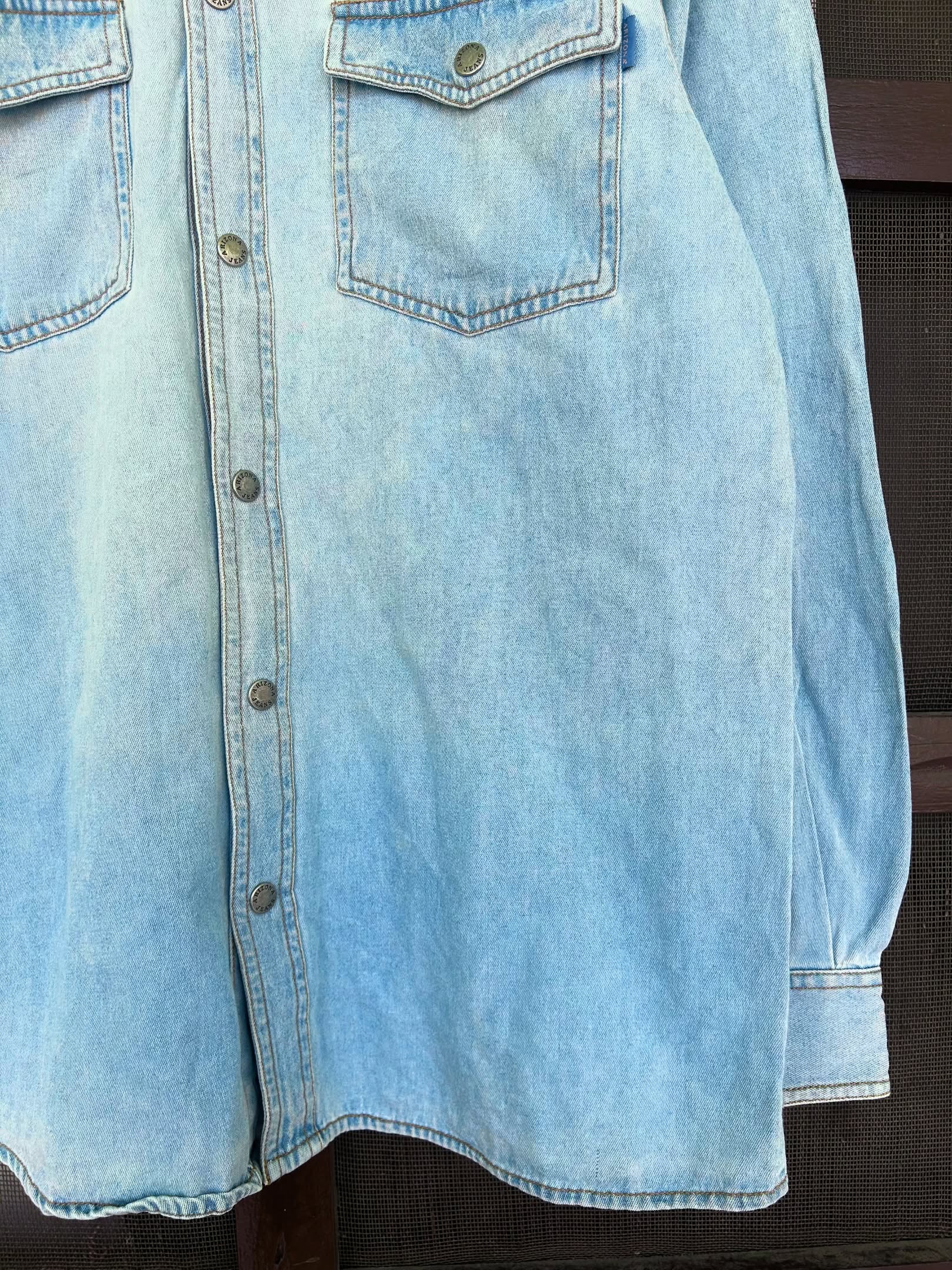 Vintage Arizona light blue cotton chambray shirt,Size-L,C42/L29 - Image 4
