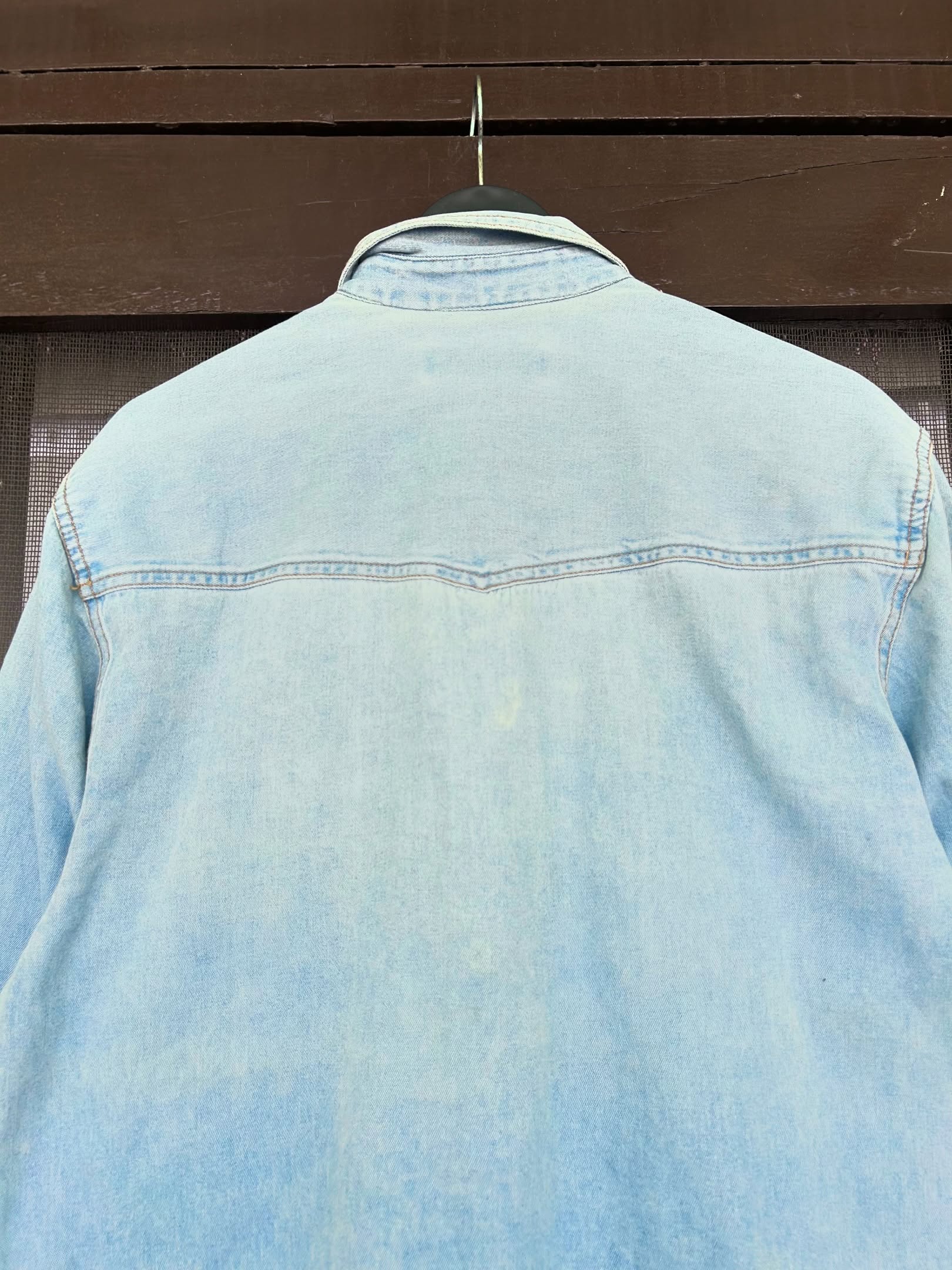 Vintage Arizona light blue cotton chambray shirt,Size-L,C42/L29 - Image 6