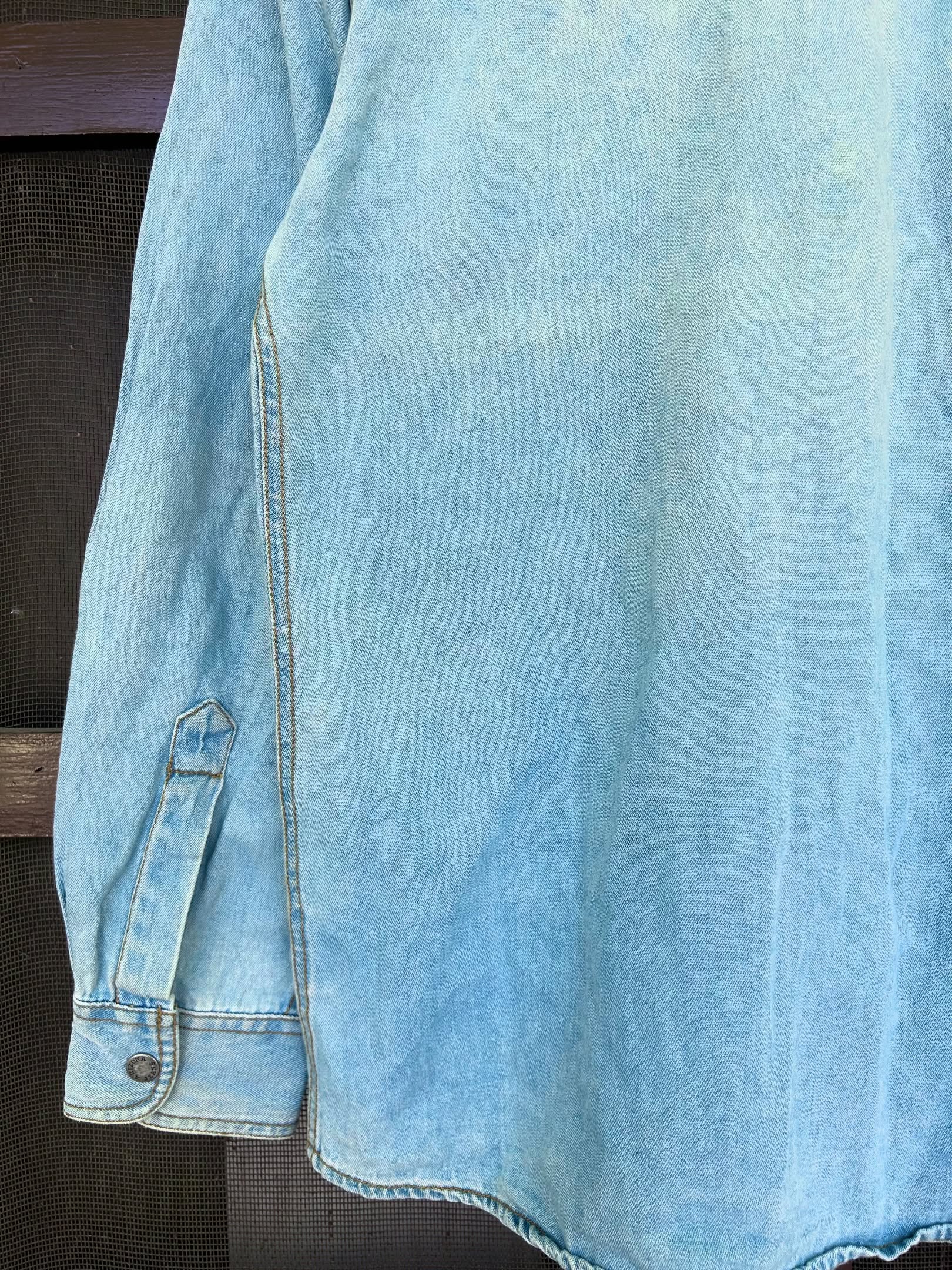 Vintage Arizona light blue cotton chambray shirt,Size-L,C42/L29 - Image 7