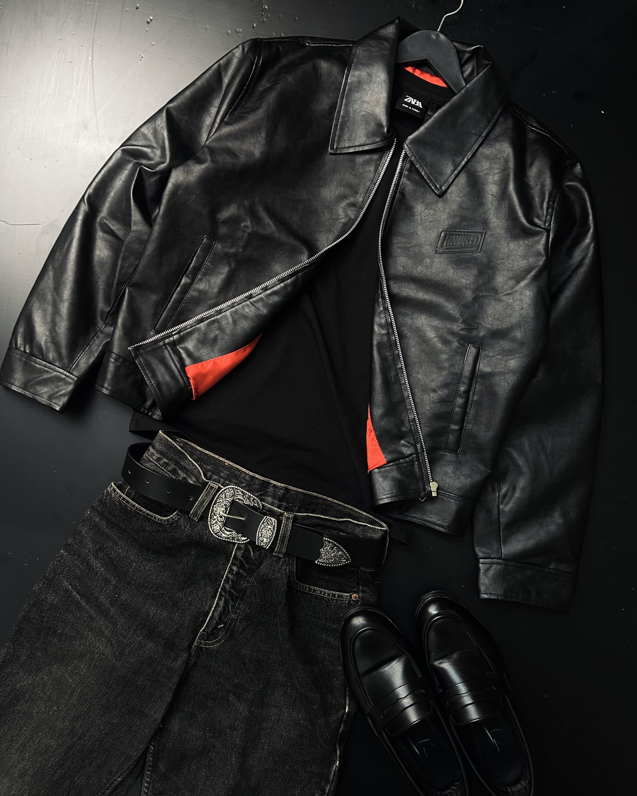 VINTAGE WESTERN BLACK BELT , Metallic Tail , Genuine Leather - Image 5