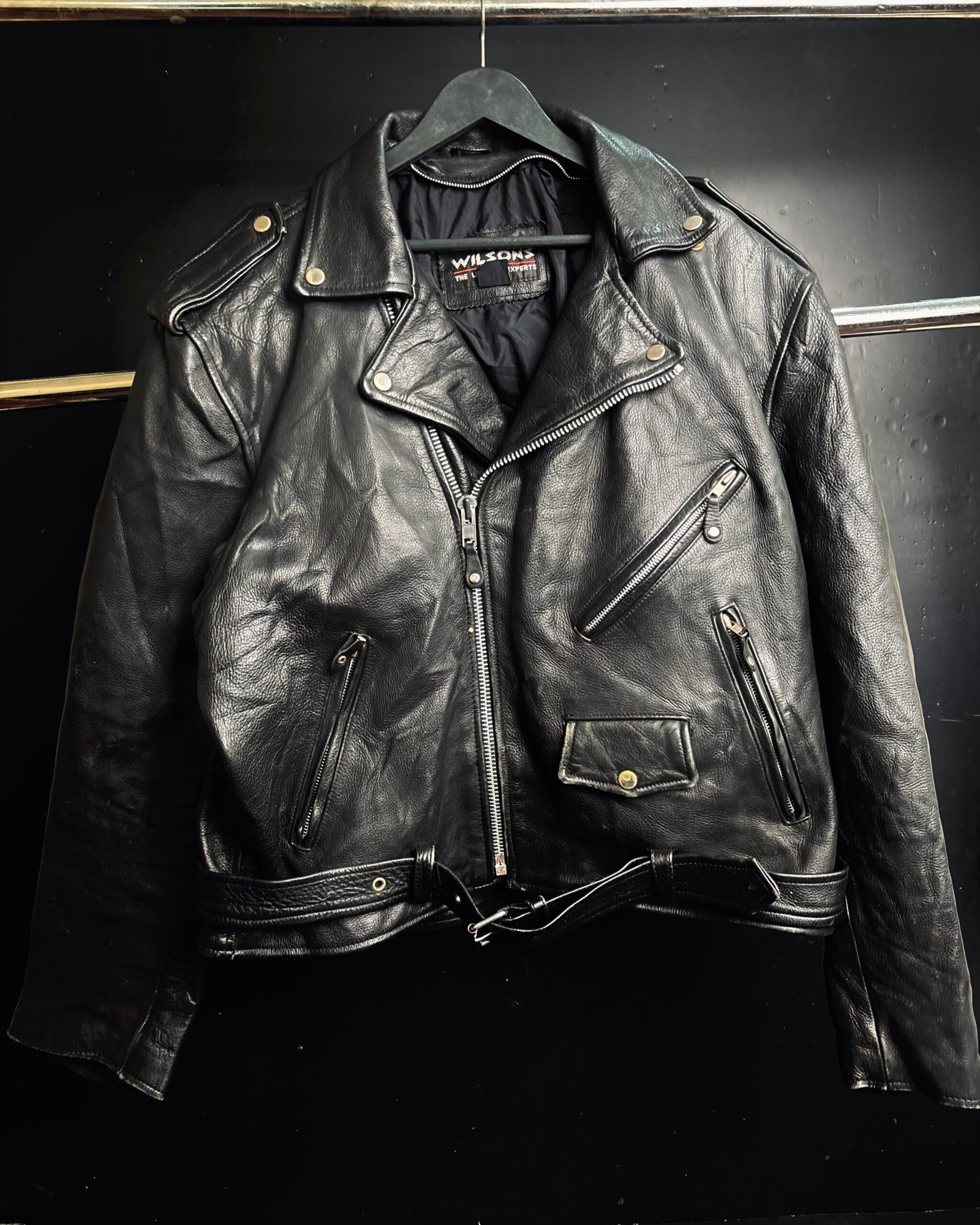 WILSON LEATHER BIKER JACKET,Size-XL,C48/L25 - 50thrifts