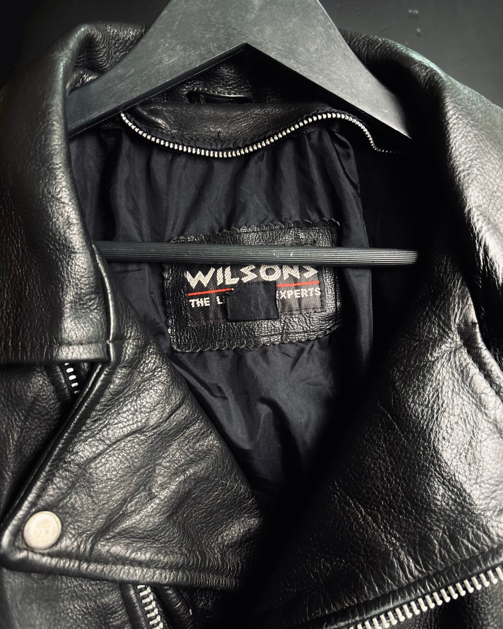 WILSON LEATHER BIKER JACKET,Size-XL,C48/L25 - 50thrifts