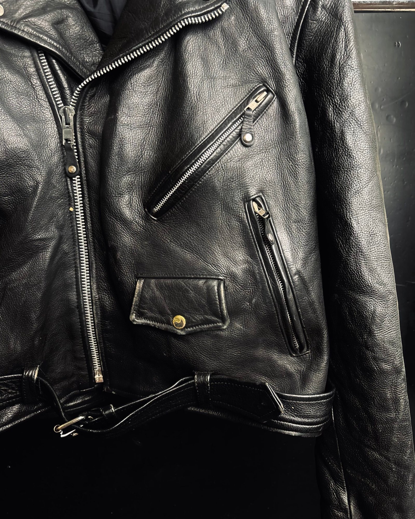 WILSON LEATHER BIKER JACKET,Size-XL,C48/L25 - 50thrifts